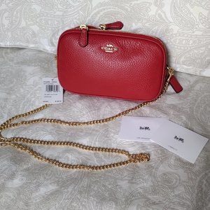 Coach Leather Crossbody Pouch NWT in True Red